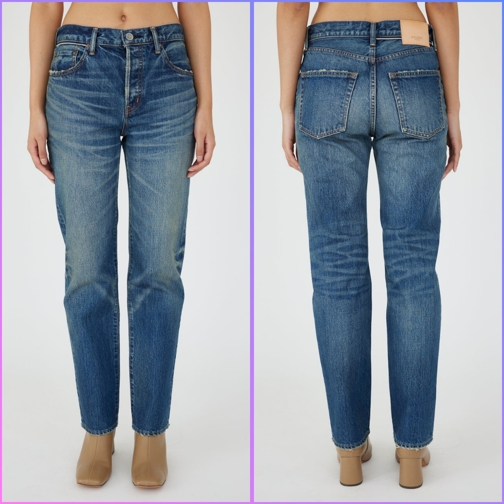 Moussy Vintage Walnut Straight Leg "Hemmed" Jeans